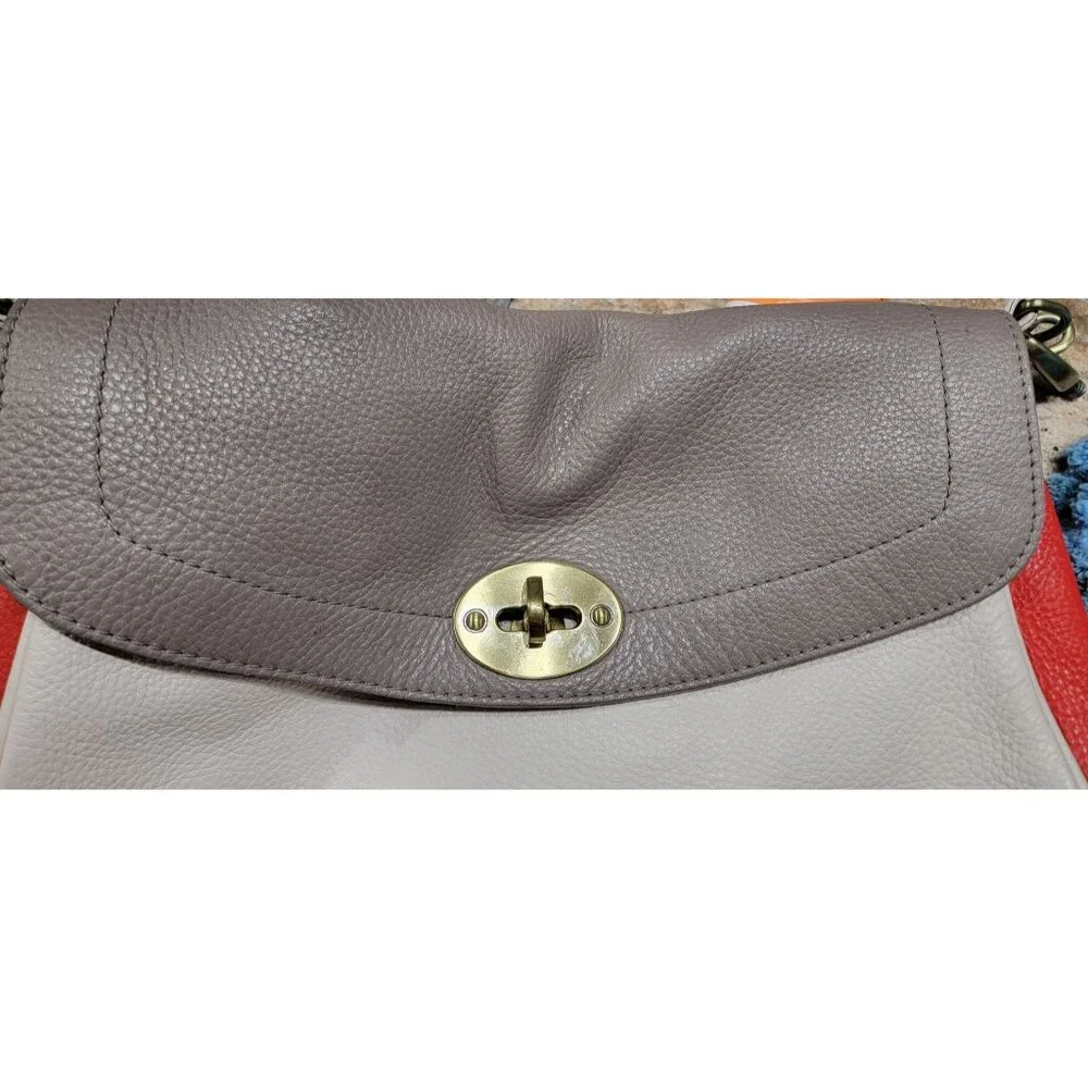 Boden Red & Gray Leather Crossbody Bag With Floral Lining - Picture 14 of 16